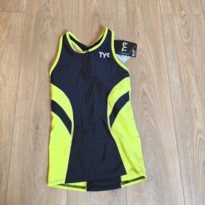 TYR Black and Neon Green  Women's Training Swim Tank NWT XS